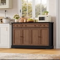 thumbnail image 3 of Homfa Buffet Cabinet with Drawers, 53.5”W Sideboard Storage Cabinet with Adjustable Shelf for Kitchen Dining Room, Oak & Black, 3 of 7