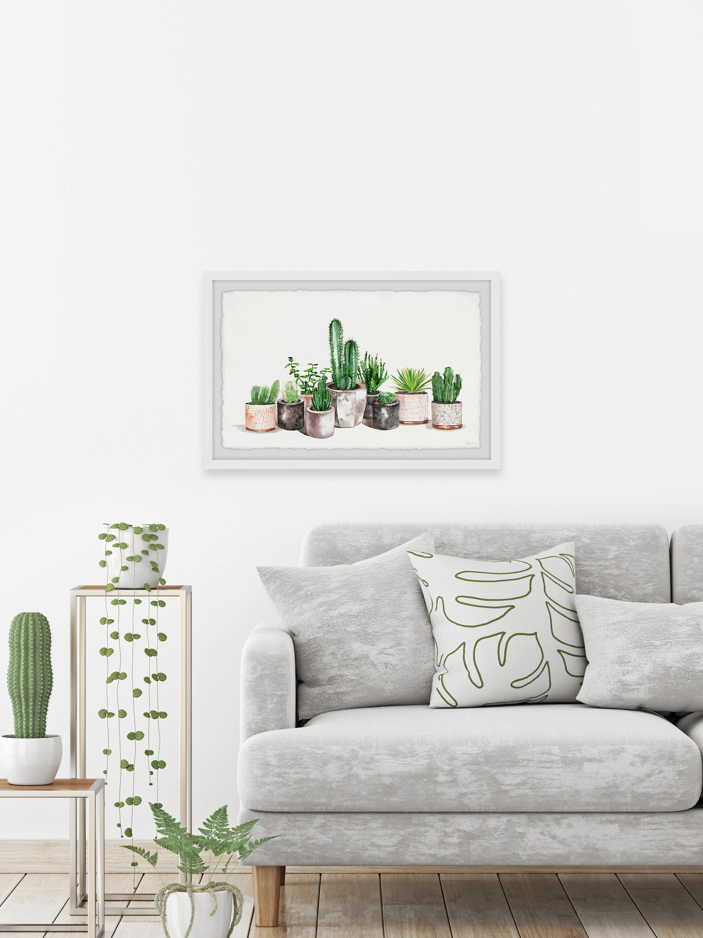 Parvez Taj Fancy Potted Cactus Framed Wall Art