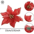 thumbnail image 3 of Luxtrada 18Pcs Christmas Poinsettia 2 Design Glitter Artificial Flower Winter Party Supplies Christmas Flowers for Xmas Tree Ornament Wedding Birthday Wreath Decoration, 3 of 10