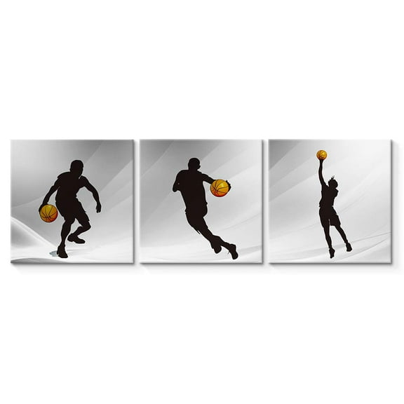 wall26 3 Panel Canvas Wall Art Play Basketball Pictures Home Wall Decorations for Bedroom Living Room Paintings Canvas Prints Framed - 16"x16"x3 Panels