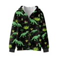 thumbnail image 2 of Psesaysky Full Zip Up Jacket for Boys Green Dinosaur Print Warm Cropped Hoodies Teen Cozy Long Sleeve Sweatshirts Jackets with Pockets, Size XL, 2 of 7