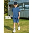 thumbnail image 5 of Arshiner Boys 2 piece outfits Letter Graphic Colorblock Short Sleeve Hoodie Short Sets, 5 of 7