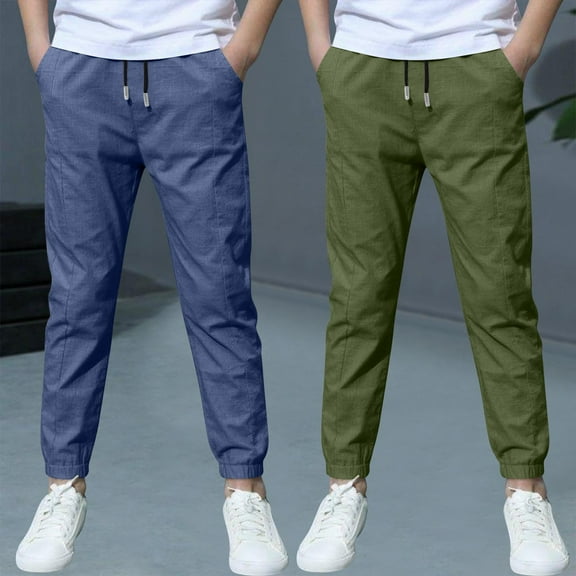 Tauxra Boys' Pants Boys' Solid Color Loose 2Pc Pants with Drawstring Strap Kids Casual Athletic Jogger Sweatpants with Pocket