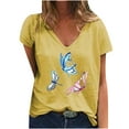 thumbnail image 2 of Pntutb moda mujer impresión cuello en V camiseta manga corta Casual camiseta tops blusa Pntutb Pntutb-4845, 2 of 5