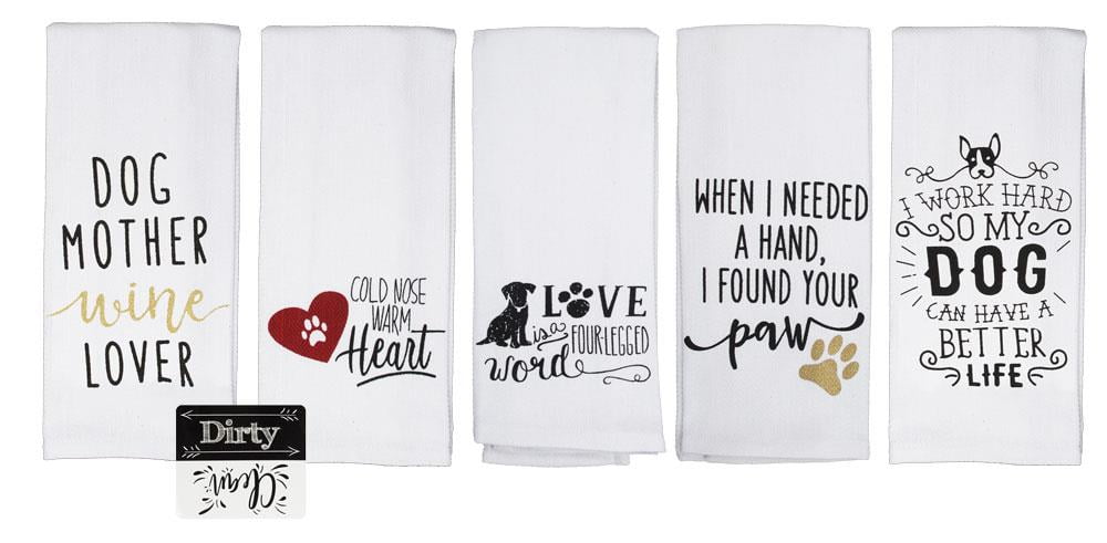 Cute Dog Kitchen Towels Dog Mother Wine Lover Paw Print Kitchen Towel ...