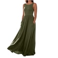 thumbnail image 6 of Bxsruta Womens Maxi Dress Casual Long Flowy Summer Sundress Sleeveless Crew Neck Pleated Dresses, 6 of 8