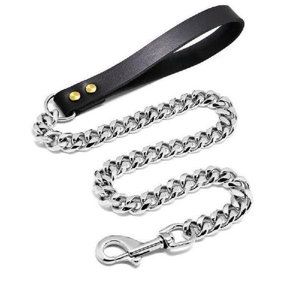 Cadena de acero inoxidable de lujo para cachorros, Collar de entrenamiento para perros medianos y grandes, Pitbull, plomo dorado y plateado, 19mm, 2/3/4 pies