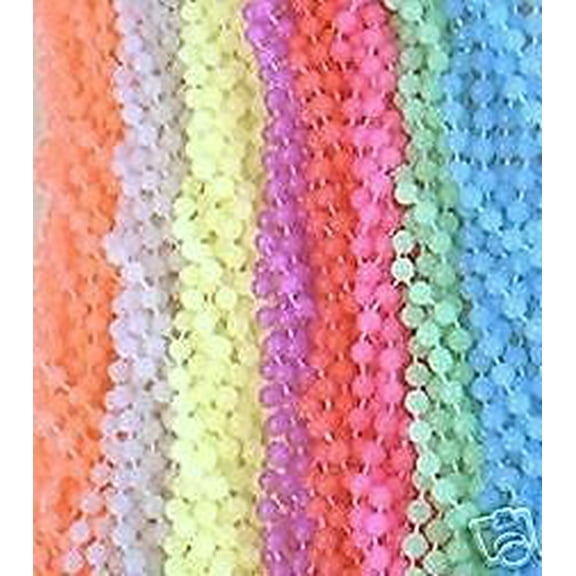 4 dozen Glow In The Dark 48 Mardi Gras Beads Party Favors Necklaces Neon 8 Color