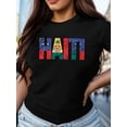 thumbnail image 1 of Camiseta cómoda para mujer con letras en negrita "HAITÍ". Ideal para adultos, hombres, mujeres, adolescentes y jóvenes. Camiseta deportiva informal., 1 of 7