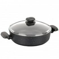 Korkmaz A1843 9.5 in. 2.5 Liter Ornella Non Stick Low Casserole with Lid, Black