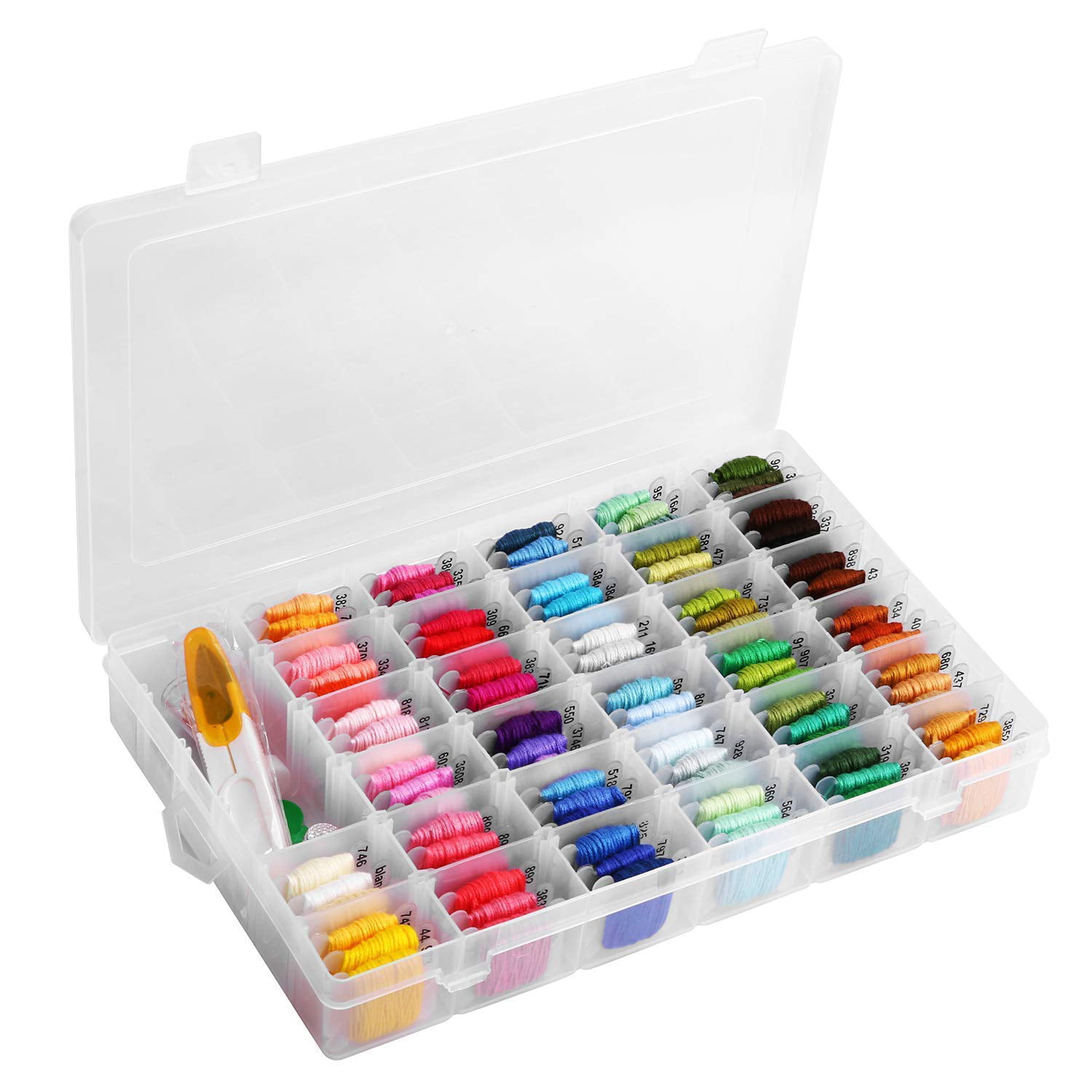 Floss BOBBINS Beads and Ribbons Friendship Bracelet String Embroidery Thread Bracelets Yarn 374 PCS 100 Premium DMC Color Embroidery Floss with Organizer Storage Box Cross Stitch KIT with Tools 