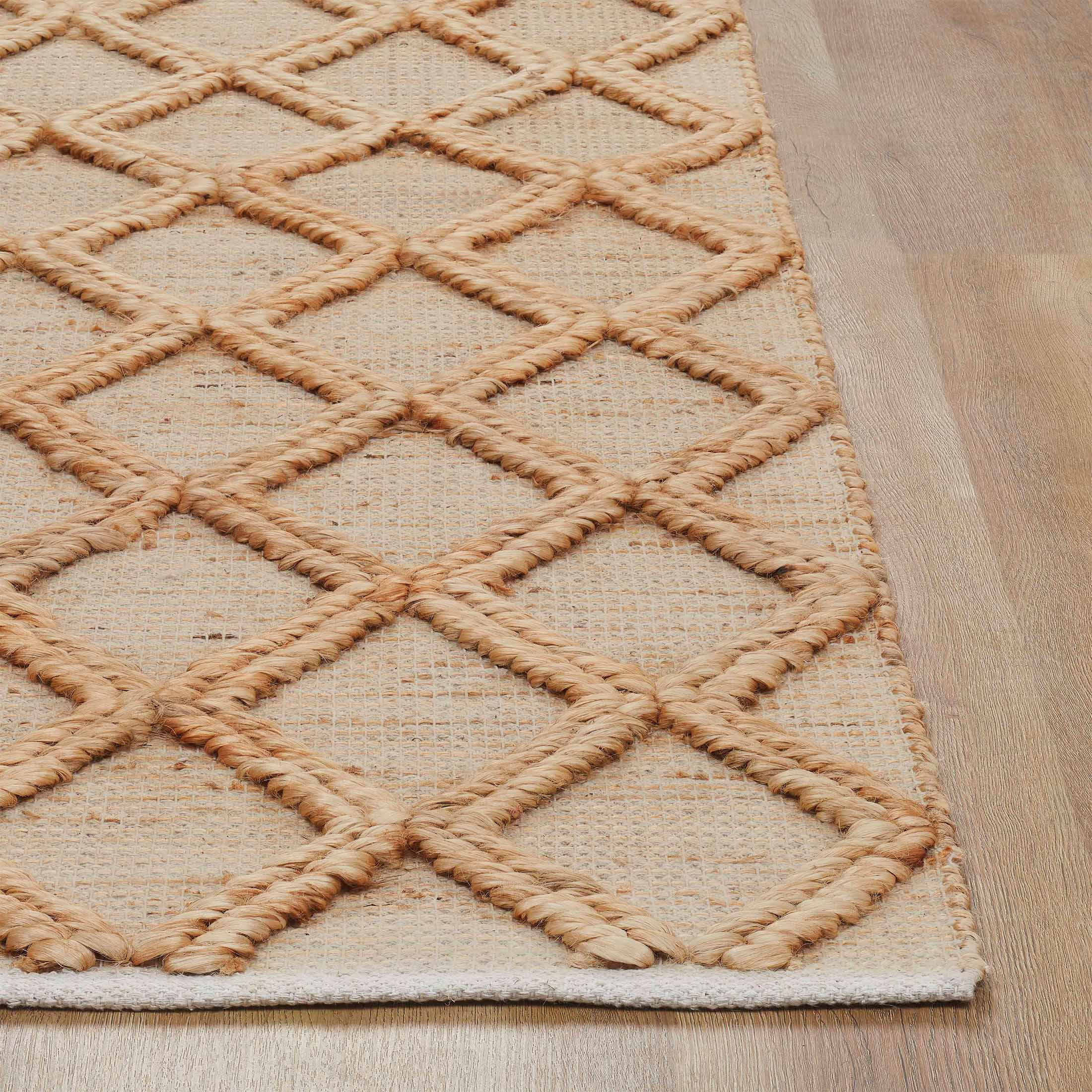 Beautiful Natural Jute Trellis Diamond Indoor Area Rug by Drew Barrymore, 5' x 7'