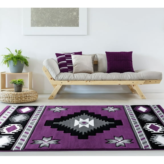United Weavers Drachma Volos Southwestern Geometric Runner Rug, Plum, 2'7" x 7'4"