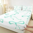 thumbnail image 3 of jejeloiu Cartoon Bow Tie Full Size Sheets,Kawaii Bowknot Print Bed Sheets,Cyan Lovely Bowtie Sheet Sets For Girls Kids,Microfiber Bedroom Decor,4 Pieces, 3 of 7
