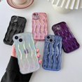 thumbnail image 2 of Patrón de ondas de agua con marco ondulado suave, compatible con funda de iPhone (rosa claro, iPhone 14), 2 of 5