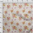 thumbnail image 2 of oneOone Cotton Poplin Peach Fabric Leaves & Watercolor Flower Floral Craft Projects Decor Fabric Printed By The Yard 42 Inch Wide, 2 of 4