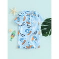 thumbnail image 4 of Musuos Toddler Boys Rash Guard Swimwear 3 6 12 24M 3T Cartoon Marine Life Print Short Sleeve Swimsuits Front Zipper Bathing Suits, 4 of 10