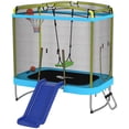 thumbnail image 1 of Qaba 70" Light Blue 5-in-1 Play Center with Slide, Swing & Hoop - Outdoor Trampoline, Steel Frame, 176lb Capacity, Ages 3+ for Backyard Fun, 1 of 7