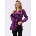 thumbnail image 5 of DARING DIVA Women's Velvet V Neck Long Sleeves Casual  Blouses XL Purple, 5 of 8