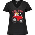 thumbnail image 3 of Inktastic Farmer Tractor Little Sis Women's Plus Size V-Neck T-Shirt, 3 of 5