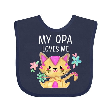

Inktastic My Opa Loves Me with Cute Kitten and Flowers Gift Baby Boy or Baby Girl Bib
