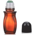 thumbnail image 2 of KALAKALA 50ml Large Amber Glass Roll on Bottles for Essential Oils Perfume Refillable Quartz Roller Ball Applicator Empty Deodorant Containers with Crystal Rollerball, 2 of 6