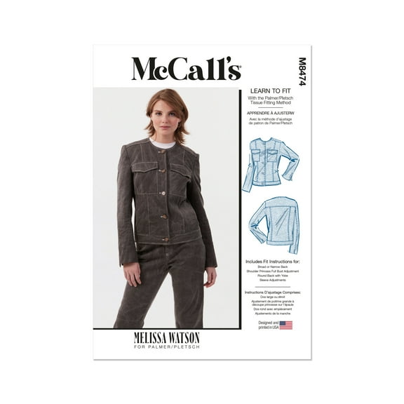 McCall's Sewing Pattern 8474 - Misses' Jacket by Melissa Watson, Size: K5 (8-10-12-14-16)