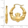 thumbnail image 4 of 14k Yellow Gold Claddagh Hoop Earrings Celtic, 4 of 8