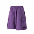 thumbnail image 5 of TEAJOPSUU Men's Beach Shorts Summer Solid Color Quick Dry Breathable Elastic Waist Drawstring with Multi-Pocket G-Purple, 5 of 6