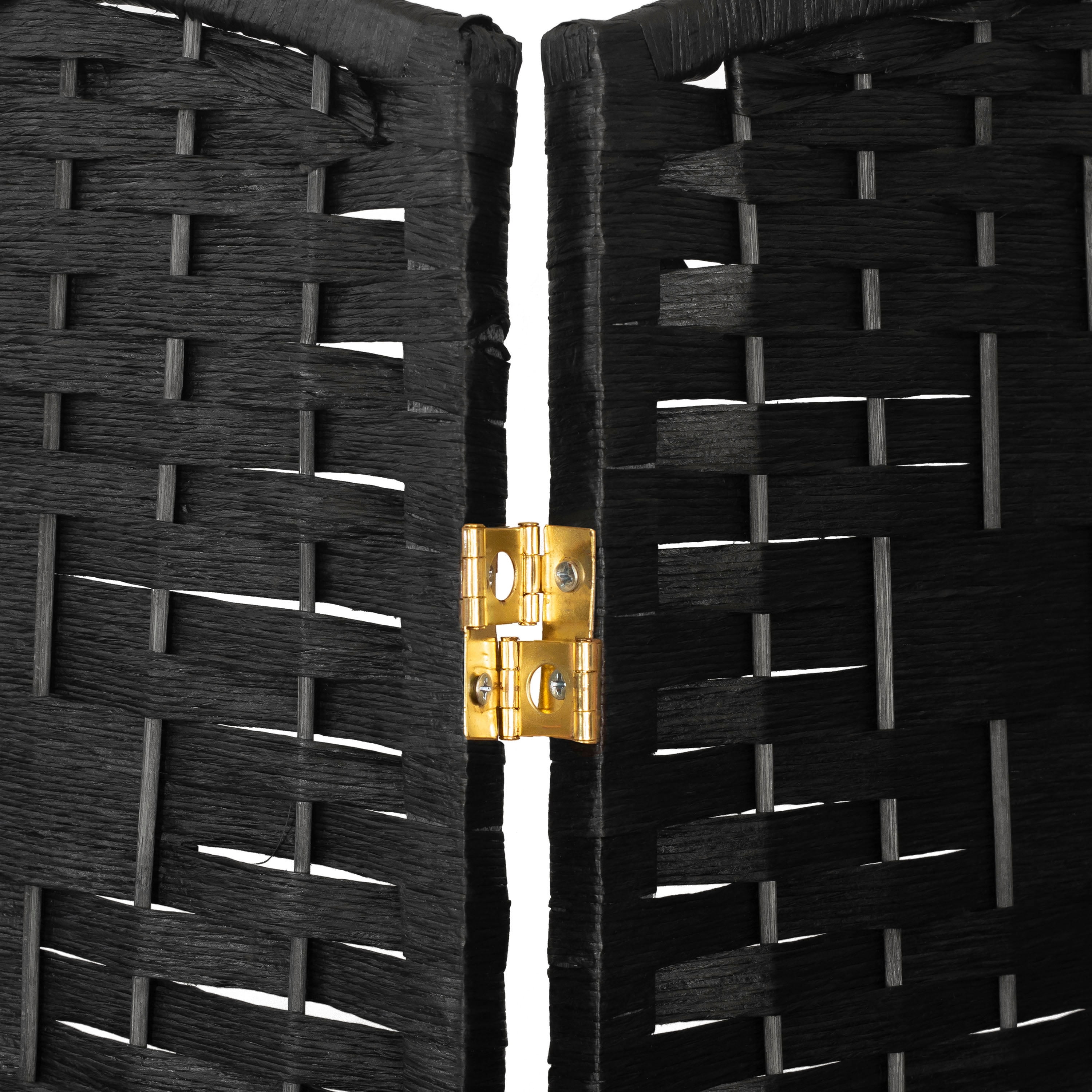 Red Lantern 2 ft. Short Fiber Weave Folding Screen - Black - 8 Panels
