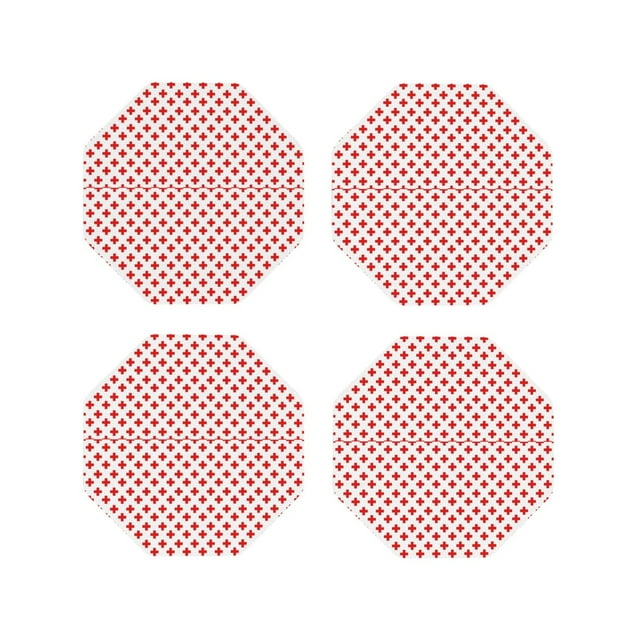 Vsdgher Dessous de Verre en Cuir Imprimé Croix Rouge pour Boissons, Ensemble de 4 sous-Verres Durables pour Protection de Table, Décoration Intérieure Luxueuse et Cadeau de Pendaison de Crémaillère-Octogone