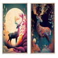 thumbnail image 2 of Designart "Majestic Buck Roaming in the Woods I" Animal Landscape Framed Wall Art Set Of 2 - Children's Art Cream Gallery Wall Frame Set For Home Decor, 2 of 6