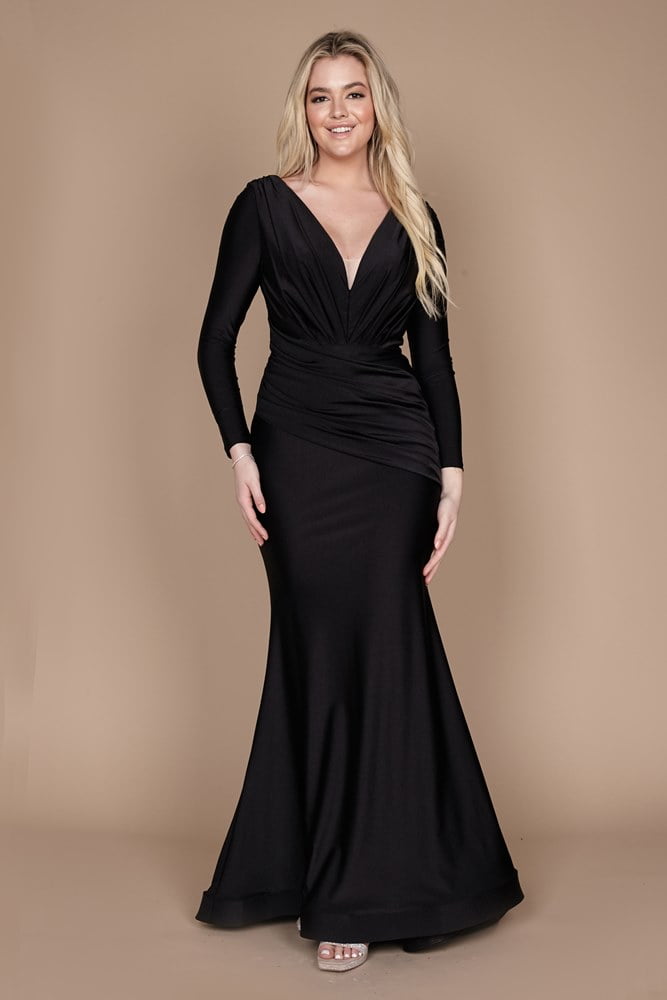 dylan & davids long sleeve for dress Dylan & Davids Long Sleeve Formal Fitted Evening Dress