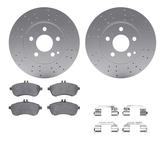 Dynamic Friction Company Front Geospec Brake Rotors with 5000 Euro Ceramic Brake Pads includes Hardware 4612-63051