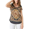 thumbnail image 2 of Lucky Brand Womens Printed SS Basic T-Shirt, Blue, Large, 2 of 4