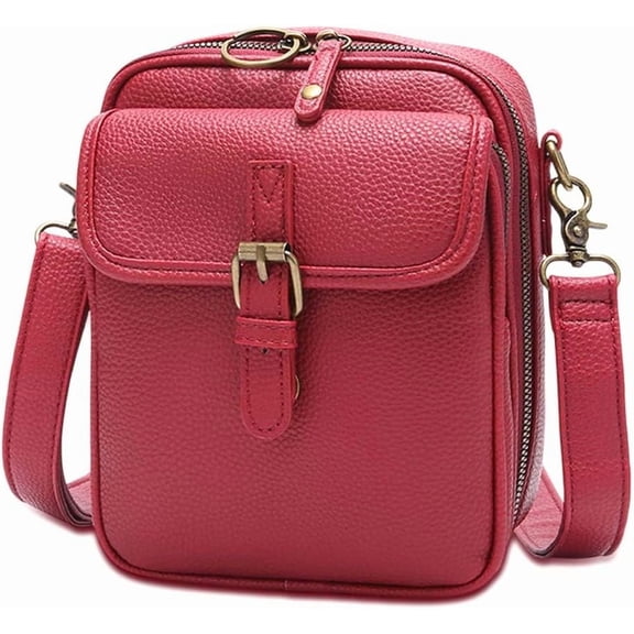 Unisex PU Leather Crossbody Messenger Bag, Large Capacity Waterproof Shoulder Bag with Adjustable Strap for Daily Travel