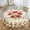 Poppy Flowers Bunny Sunflower, variant on Swirl Wood Mosaic Border Round Tablecloth Waterproof Oil-Proof Plastic Table Cloth Stain-Resistant Wipeable 60" for Camping, Dining, Indoor and Outdoor