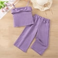thumbnail image 4 of Umfun Toddler Girls 2 Piece Outfits, Bow Detail Spaghetti Strap Top + Wide Leg Pants Set, Cute Casual Wear, 4 of 9
