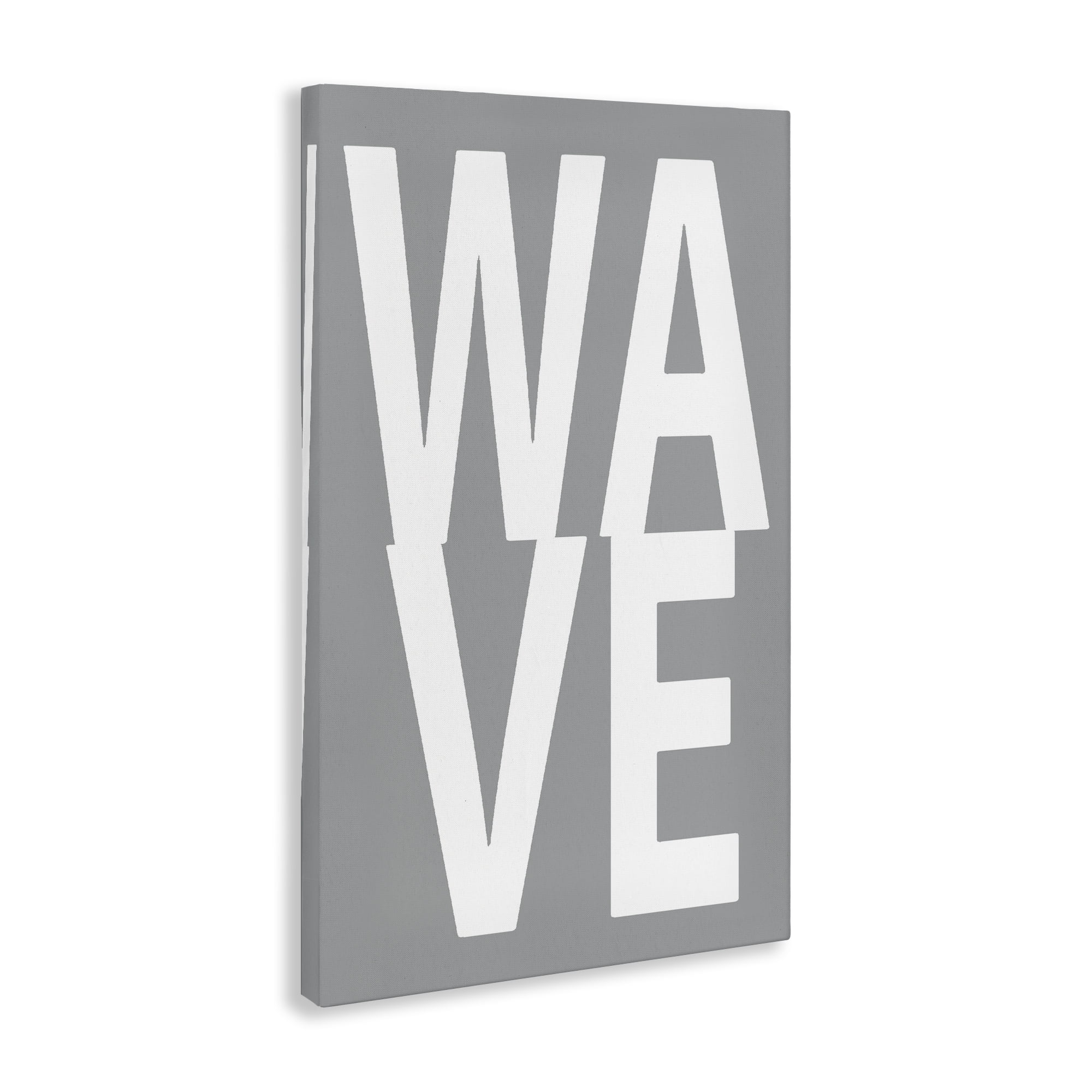 Stupell Industries Wave Word on Grey Typography Painting Gallery Wrapped Canvas Art Print Wall Art, 30 x 45