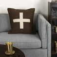 thumbnail image 3 of Creative Co-Op Swiss Cross Cotton Wool Throw Pillow, Brown and Natural, 3 of 7