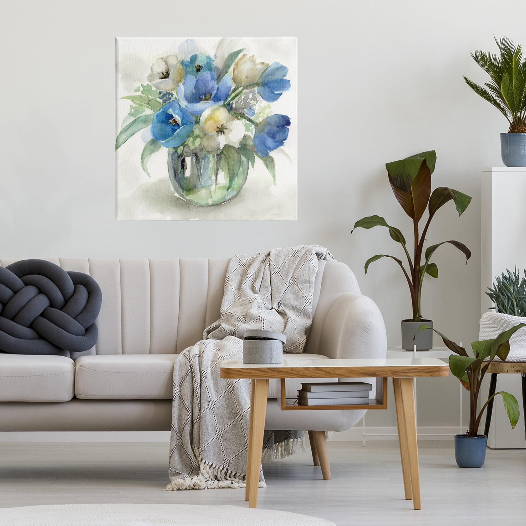 Stupell Industries Blue Tulip Watercolor Bouquet Canvas Wall Art, design by Nan