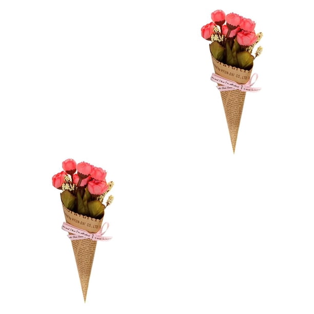 Advancent Ramo mixto de flores artificiales creativas, simulación de Camelia, rosa, embalaje de papel Kraft, decoración de fiesta en casa, accesorios de Type1 NO1 Advancent CBP002520