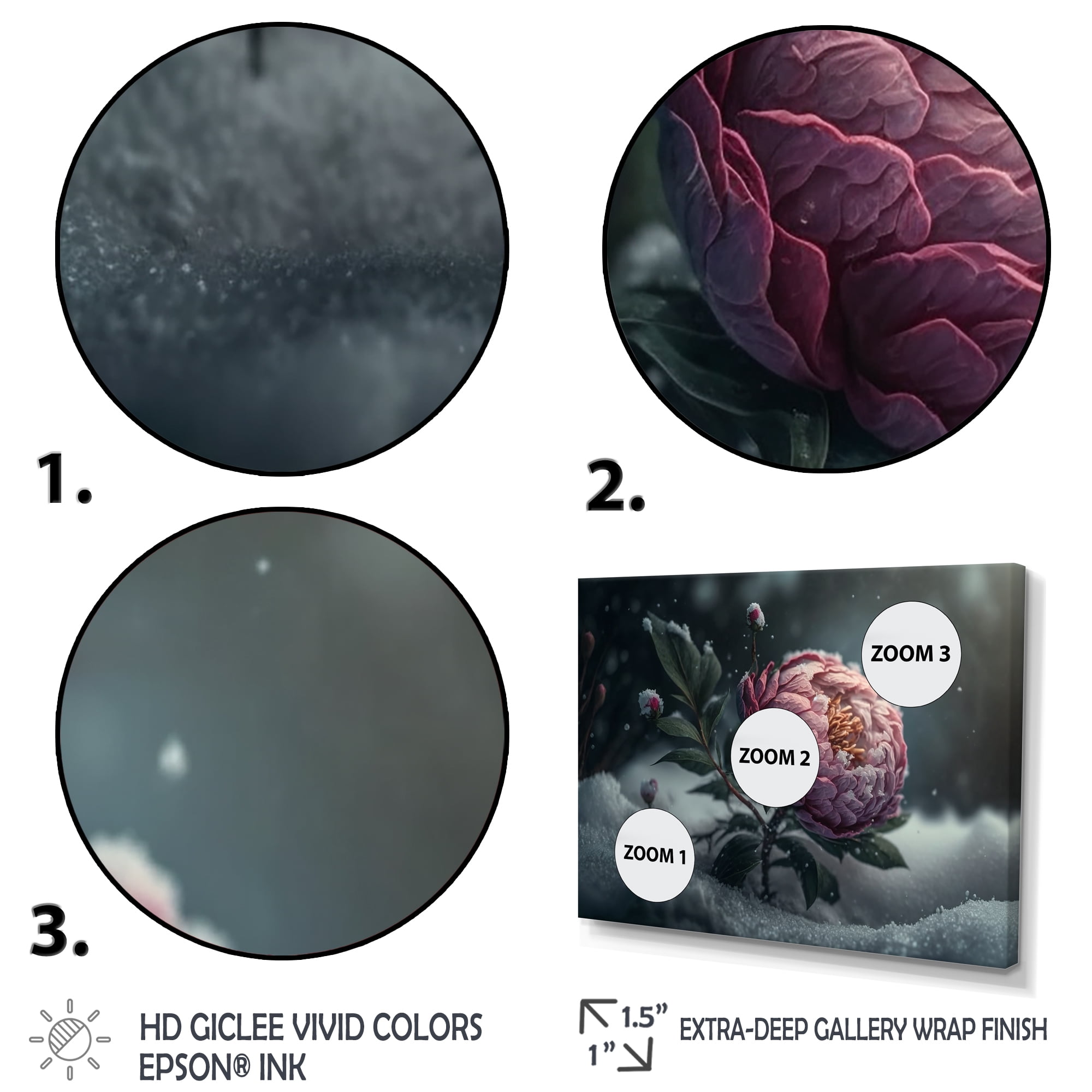 Designart A Blooming Pink Peony Flower In Winter III Canvas Wall Art