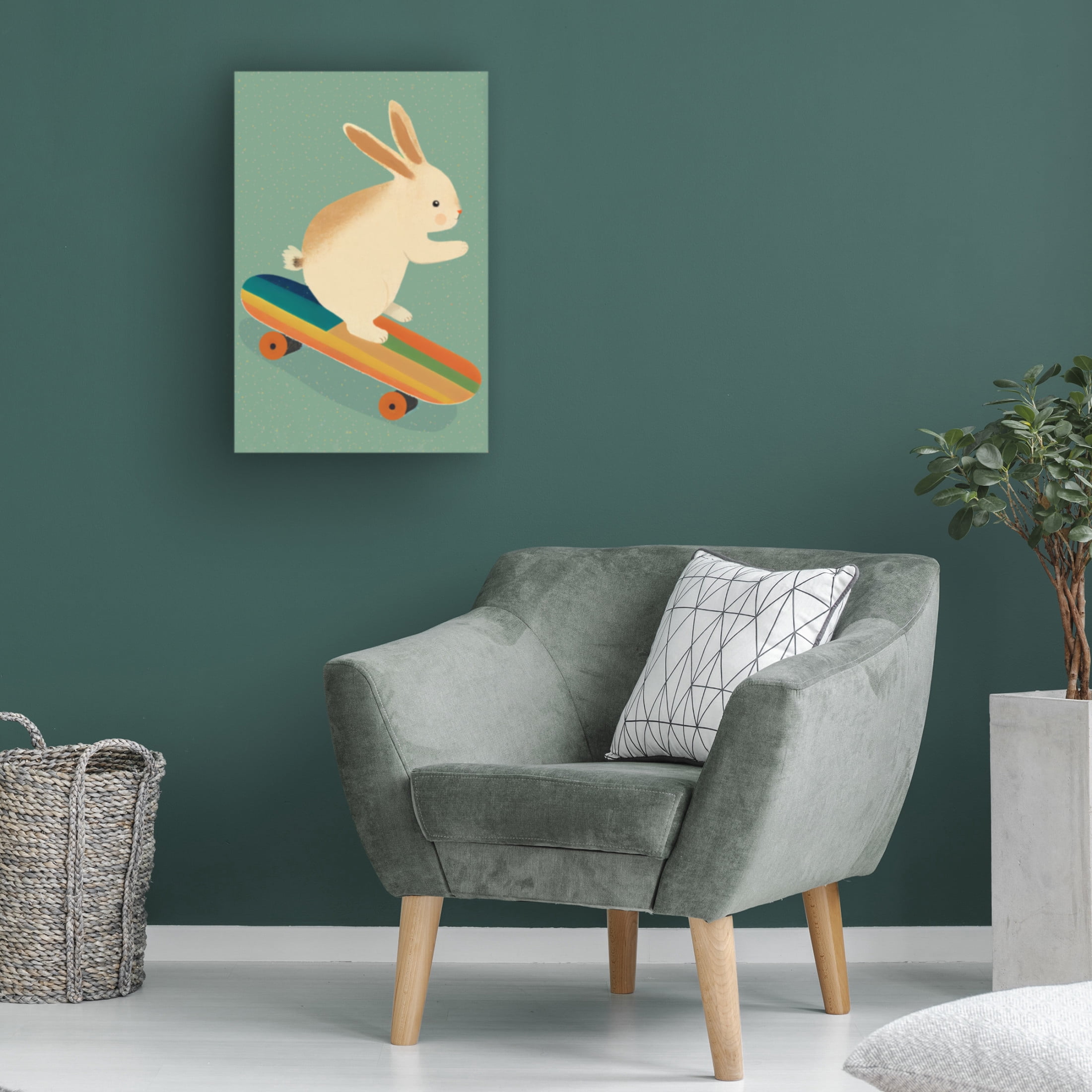 Trademark Fine Art Treechild Bunny On Skateboard Canvas Wall Art