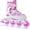 White & Pink, variant on PrimeCook Shop Vinal Girls Adjustable Flashing Inline Skates, All Wheels Light Up, Fun Illuminating Skates for Kids Men Adult Women and Boys
