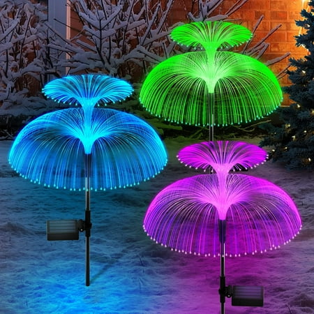 

Solar Flower Lights Outdoor Decorations Waterproof Solar Yard Lights 7 Color Changing Solar Garden Lights Outside Decor for Pathway Patio Backyard Lawn Holiday Decorative 3 PCS
