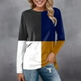 thumbnail image 2 of Hauts Quotidiens pour Femmes à Imprimé à Manches Longues, Blouse Confortable à Blocs de Couleur, Hauts Décontractés à Manches Longues, Tunique à Col, Chandails, 2 of 4