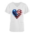 thumbnail image 4 of Gamivast Scrubs for Women Usa Flag Heart Print V-Neck Nursing Scrubs Quick-Dry Breathable Scrub Tops Loose Fit Wrinkle Resistant Healthcare Uniform, 4 of 5