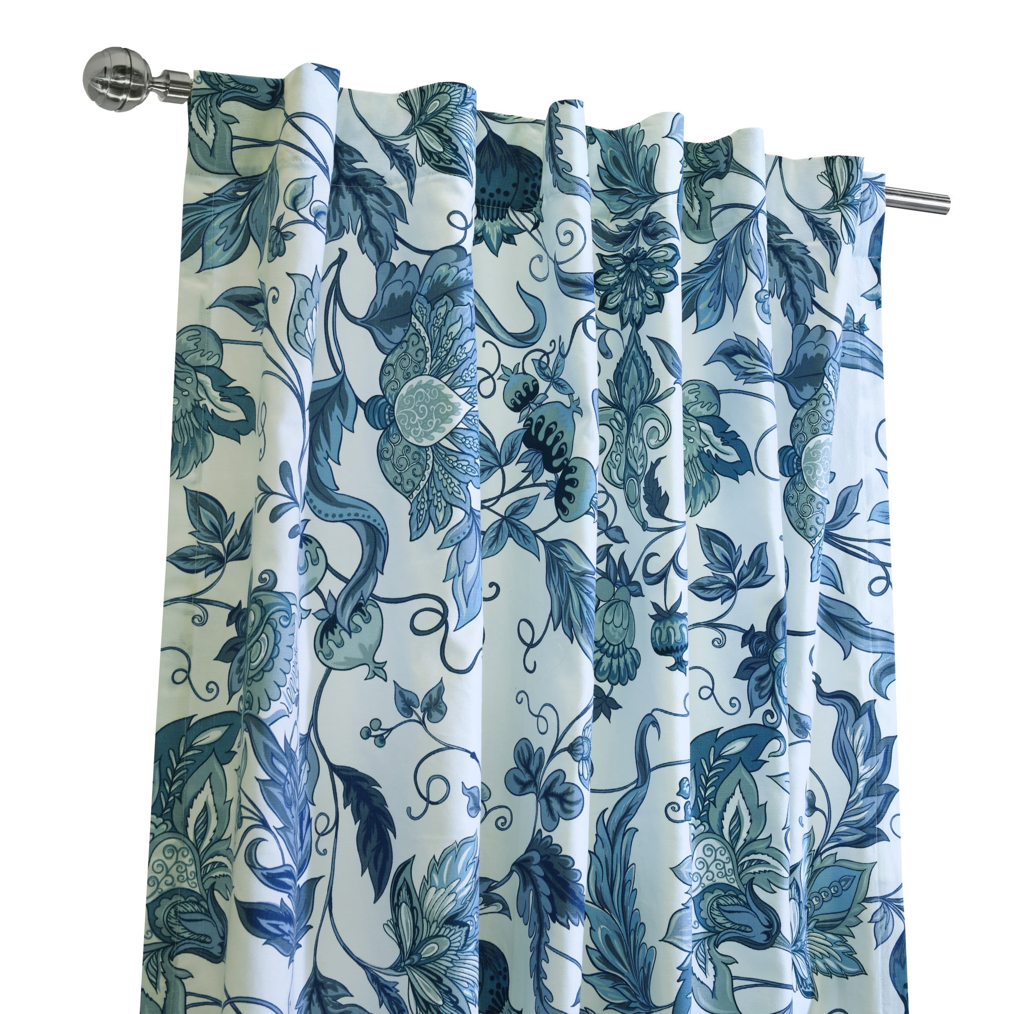 Loft Living Janet Light Filtering Dual Header Indoor Curtain 52 x 95 in Blue