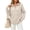 Beige, variant on Womens Long Sleeve Tops Soft Warm Quarter Zip Ribbed Casual Pullover with Thumb Hole